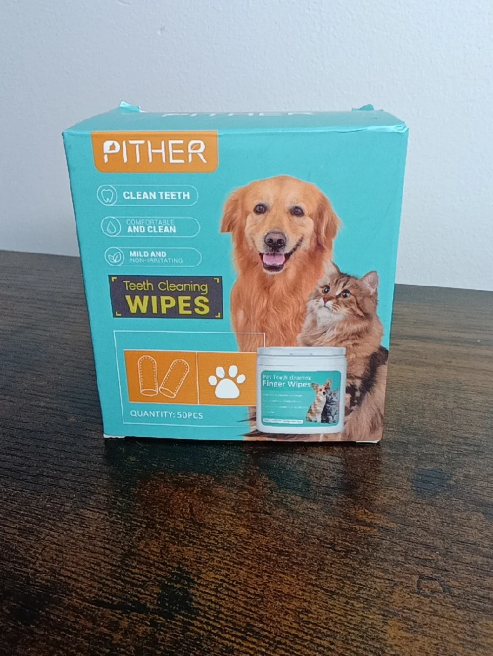 PITHER 🐶 Dog & Cat 😺 Teeth Cleaning Wipes 50 Count